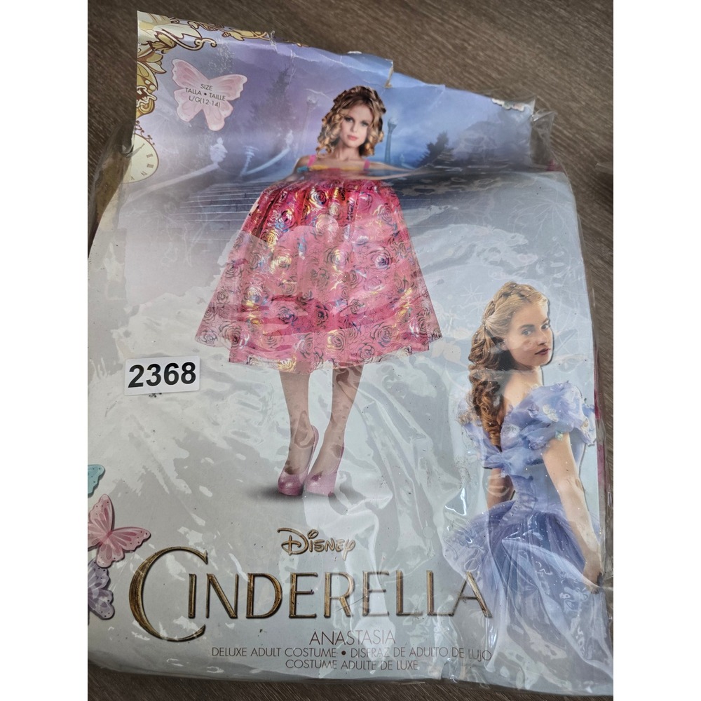 Disney Cinderella Anastasia Deluxe Adult Costume Pink Floral Dress Size L 12-14